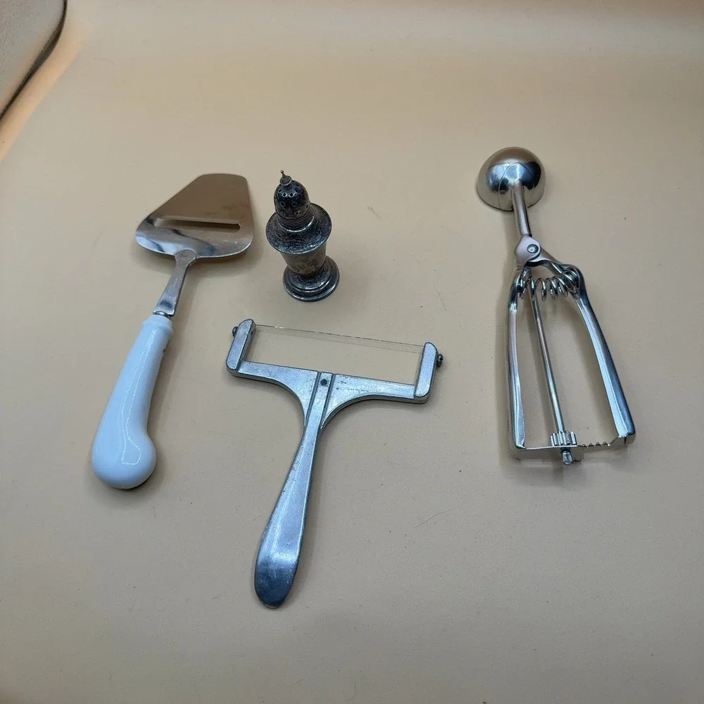 Vintage lot metalware, Antique Salt Shaker  Re-Enforced Antique Single